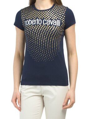 ROBERTO CAVALLI Allover Dots Logo T-shirt size S